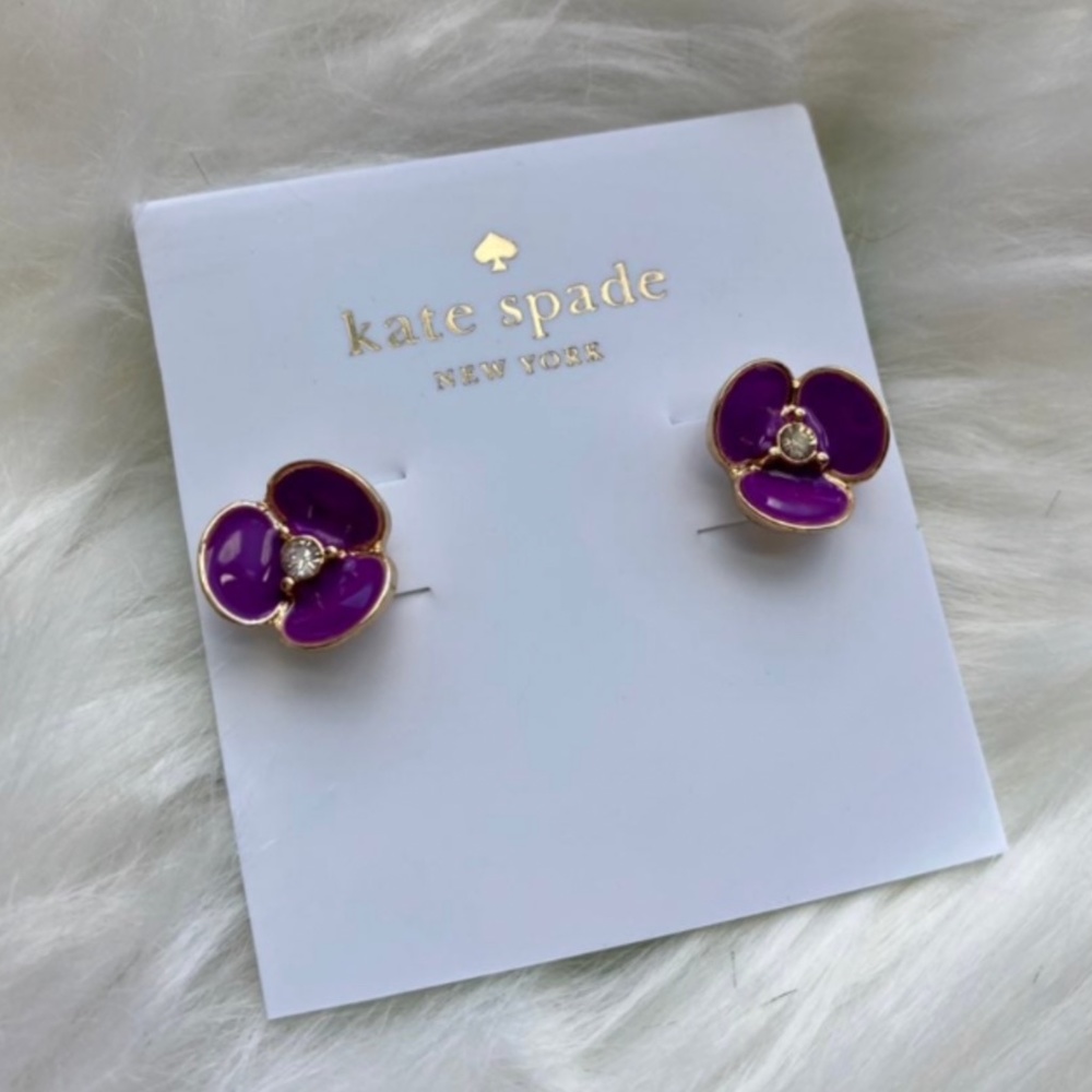 SOLD - NEW Kate Spade Flower Stud Earrings - Purple